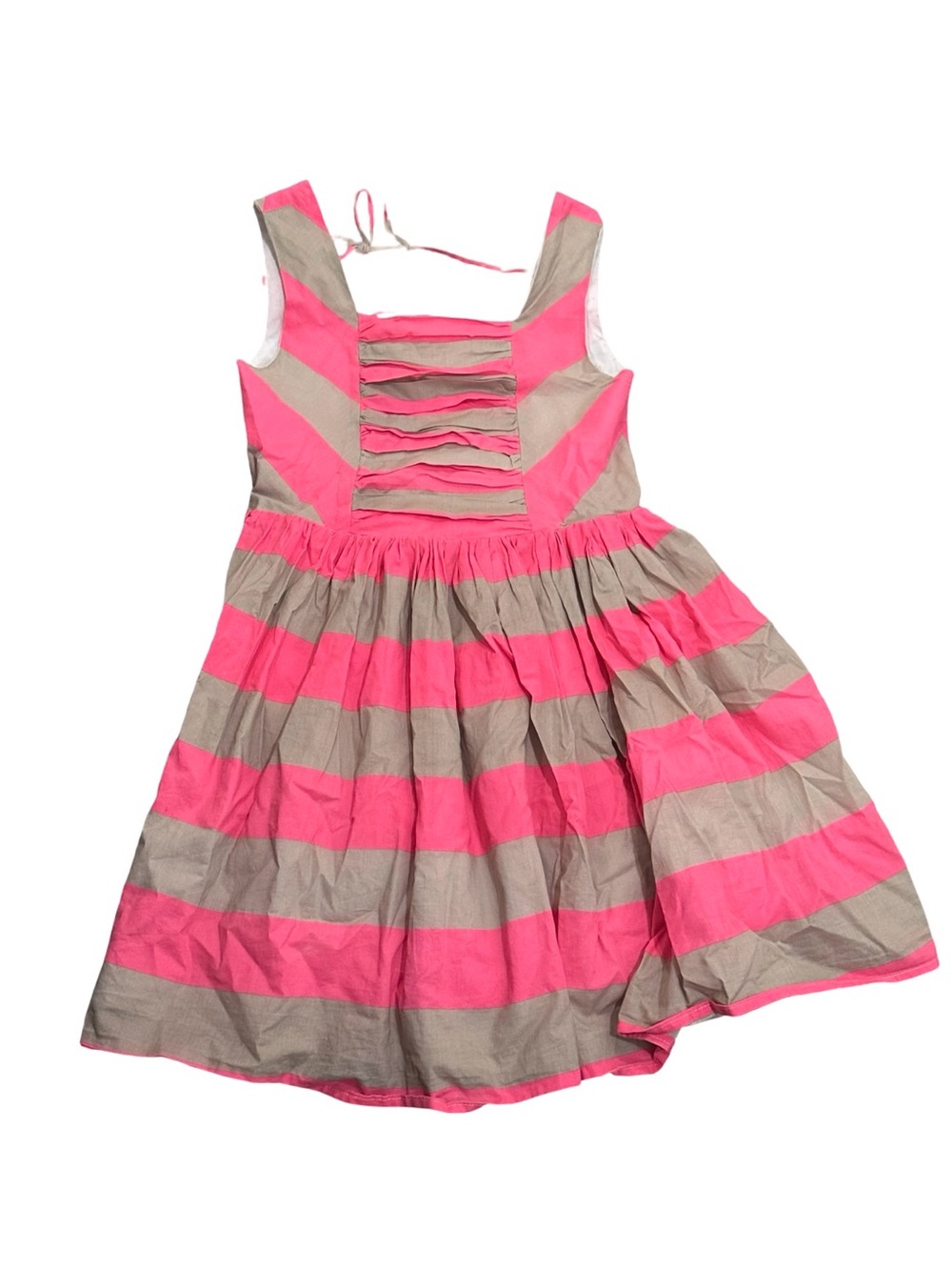 Halabaloo Girls 6X Pink and Tan Striped Summer Dress